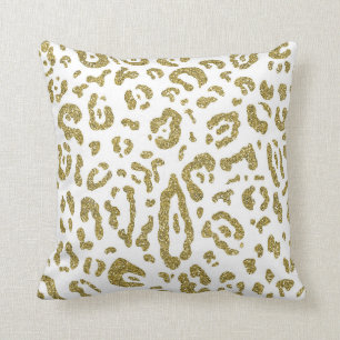 Gold Glitter White Cheetah Leopard Animal Print Kussen