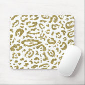 Gold Glitter White Cheetah Leopard Animal Print Muismat (Met muis)
