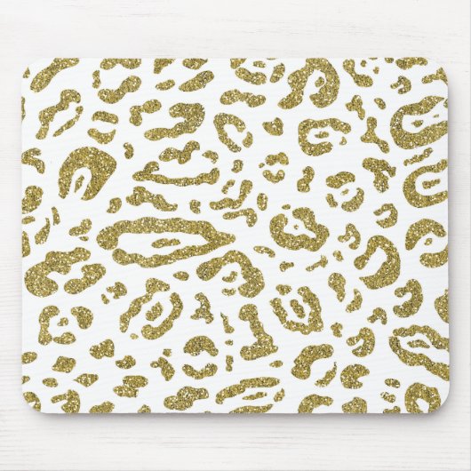 Gold Glitter White Cheetah Leopard Animal Print Muismat (Voorkant)