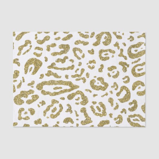 Gold Glitter White Cheetah Leopard Animal Print Tissuepapier (Voorkant)