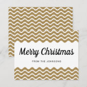 Gold Glitter White Chevron Stripes Merry Kerstmis Feestdagenkaart (Voorkant / Achterkant)