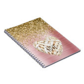 Gold Glitter White Heart Notitieboek (Rechterzijde)