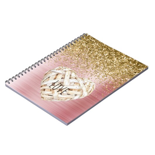 Gold Glitter White Heart Notitieboek (Linkerzijde)