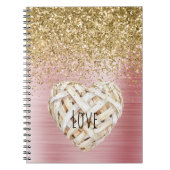 Gold Glitter White Heart Notitieboek (Voorkant)