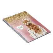 Gold Glitter White Hearts Balloon Red Head Female Notitieboek (Rechterzijde)