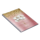 Gold Glitter White Hearts Balloons Notitieboek (Rechterzijde)