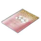 Gold Glitter White Hearts Balloons Notitieboek (Linkerzijde)