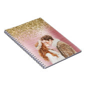 Gold Glitter White Hearts Balloons Notitieboek (Rechterzijde)