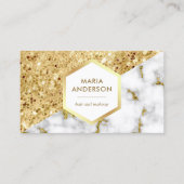 Gold Glitter White Marble Makeup Artist Visitekaartje (Voorkant)