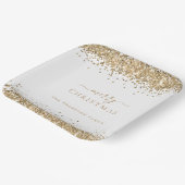 Gold Glitter White Name Merry kerst Papieren Bordje (Gebogen)