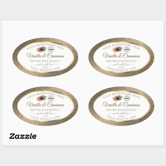 Gold Glitter White Product Labels Ladybug Voeg Log (Vel)