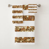 Gold Glitter White Striped Bad Handdoek (Insitu)