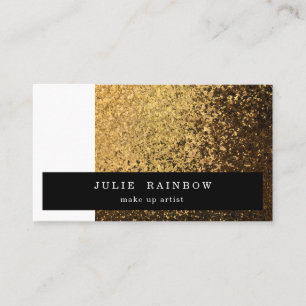 Gold Glitter & White Trendy Professional Artist Visitekaartje