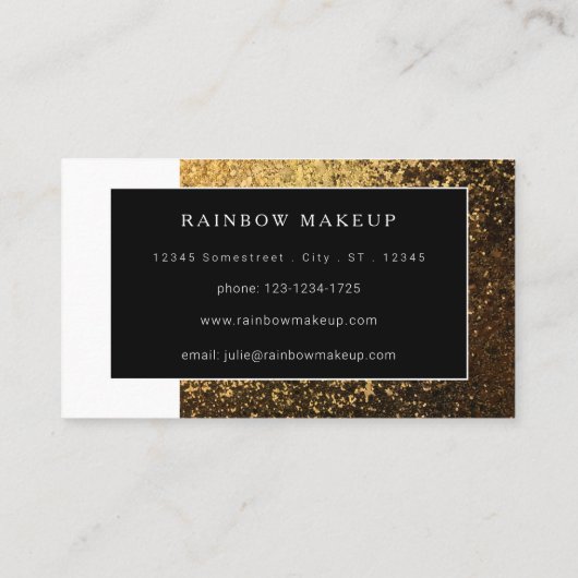 Gold Glitter & White Trendy Professional Artist Visitekaartje (Achterkant)