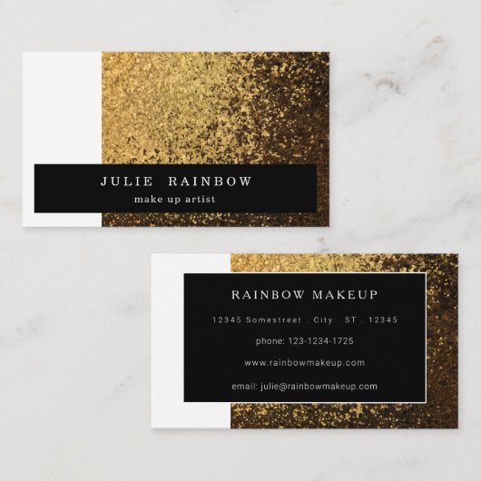 Gold Glitter & White Trendy Professional Artist Visitekaartje (Voorkant / Achterkant)