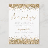 Gold Glitter White Ze zei ja Verloving Briefkaart (Voorkant)