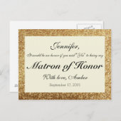 Gold Glitter Wil Je Mijn Matron Van Eer Kaart Zijn (Voorkant / Achterkant)