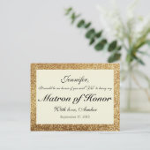 Gold Glitter Wil Je Mijn Matron Van Eer Kaart Zijn (Staand voorkant)