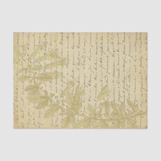  Gold Glitter Wildflower Script Decoupage Tissuepapier (Voorkant)