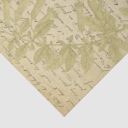 Gold Glitter Wildflower Script Decoupage Tissuepapier (Detail)