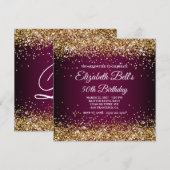 Gold Glitter Wine Dark Ombre 50th Birthday Kaart (Voorkant / Achterkant)