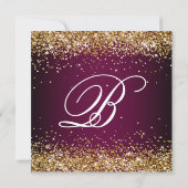 Gold Glitter Wine Dark Ombre 50th Birthday Kaart (Achterkant)
