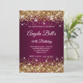 Gold Glitter Wine Ombre Fancy Monogram Kaart (Staand voorkant)