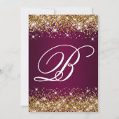Gold Glitter Wine Ombre Fancy Monogram Kaart (Achterkant)