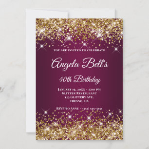 Gold Glitter Wine Ombre Fancy Monogram Kaart
