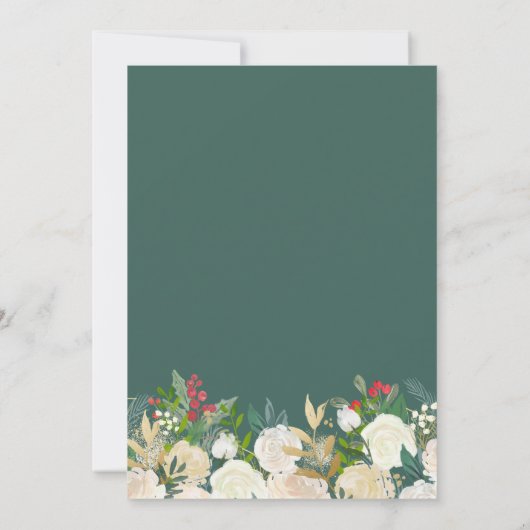 Gold Glitter Winter Floral Berries kerstfeest Kaart (Achterkant)