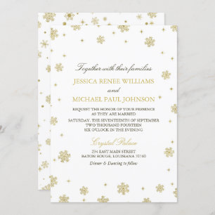 Gold Glitter Winter Wonderland Wedding Kaart