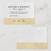 Gold Glitter / wit leder / Benoeming Afsprakenkaartje (Voorkant / Achterkant)