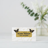 Gold Glitter | Witte marmer | Butterflies Visitekaartje (Staand voorkant)