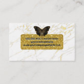 Gold Glitter | Witte marmer | Butterflies Visitekaartje (Achterkant)
