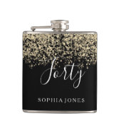 Gold Glitter Womans Mannen 40e verjaardag Heupfles (Voorkant)