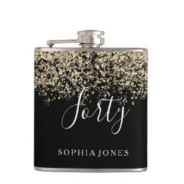 Gold Glitter Womans Mannen 40e verjaardag Heupfles