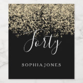 Gold Glitter Womans Mannen 40e verjaardag Wijn Etiket (Enkel label)