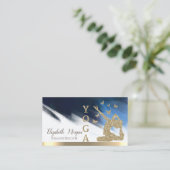 Gold Glitter Women Silhouette, Yoga Brush Stroke Visitekaartje (Staand voorkant)