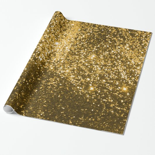 Gold Glitter Wrapping Paper Cadeaupapier (Uitgerold)