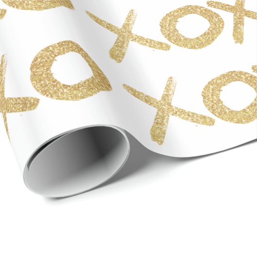 Gold Glitter XOXO Cadeaupapier (Rol Hoek)