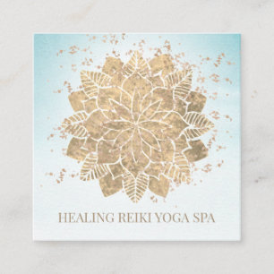 *~* Gold Glitter Yoga Spiritueel Mandala Reiki Aqu Vierkante Visitekaartje