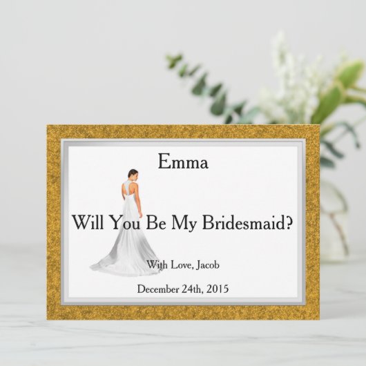 Gold Glitter zal je mijn Bridesmaid zijn Kaart (Staand voorkant)