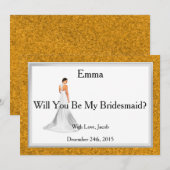 Gold Glitter zal je mijn Bridesmaid zijn Kaart (Voorkant / Achterkant)