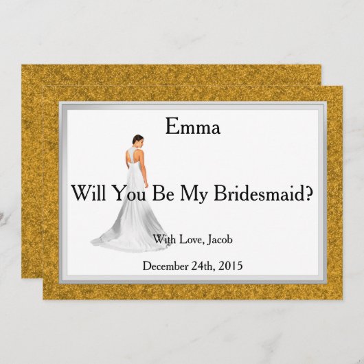 Gold Glitter zal je mijn Bridesmaid zijn Kaart (Voorkant / Achterkant)