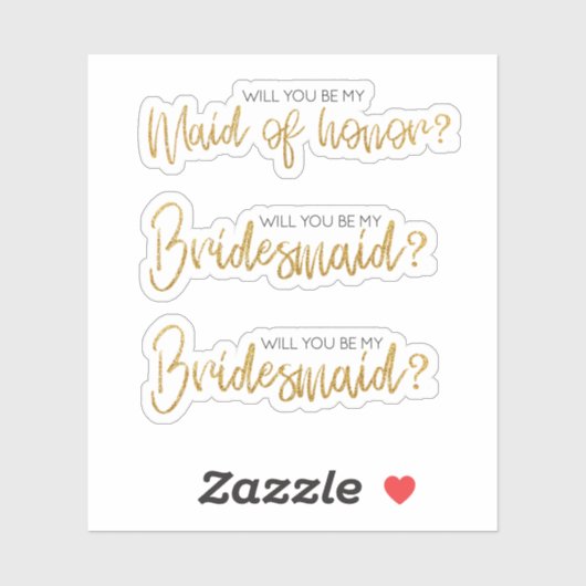 Gold glitter zal je zijn Mijn Bridesmaid-voorstel Sticker (Vel)