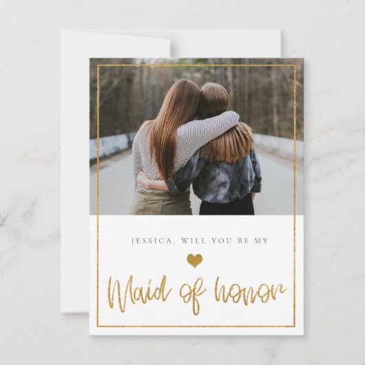 Gold glitter zal je zijn Mijn meester van een eers Save The Date (Voorkant)