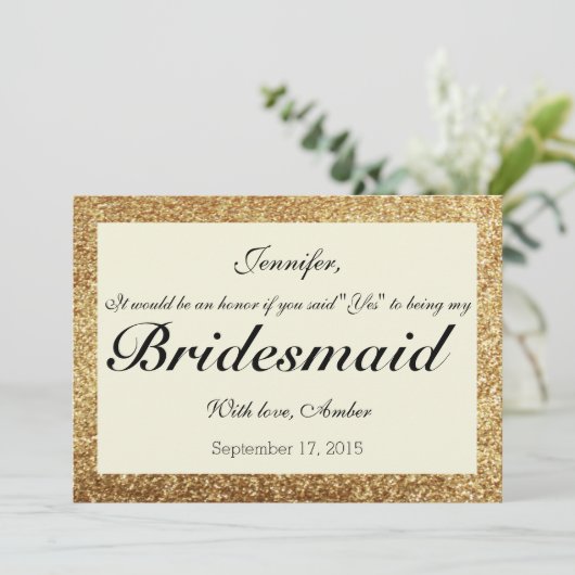 Gold Glitter zal mijn uitnodiging zijn (Staand voorkant)