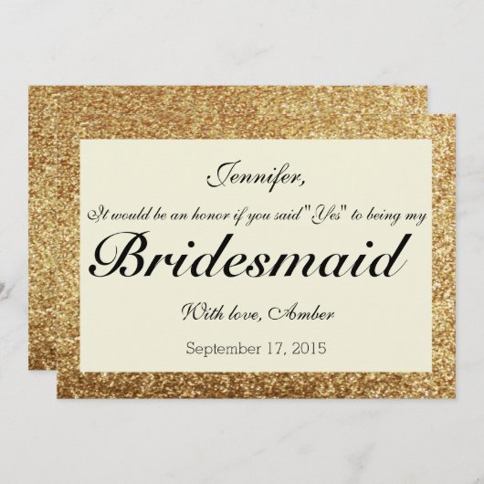 Gold Glitter zal mijn uitnodiging zijn (Voorkant / Achterkant)