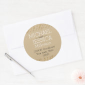 Gold Glitter Zebra Gepersonaliseerd adres Ronde Sticker (Envelop)