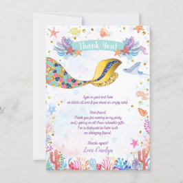 Gold Glitter | Zeemeermin in het Zee van Birthday Bedankkaart